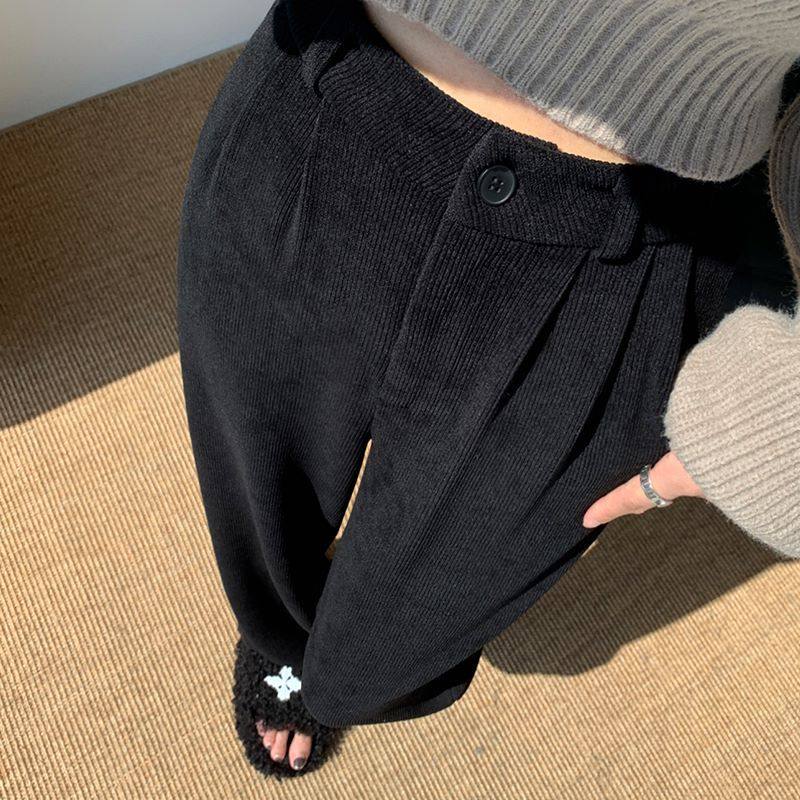 灯芯绒裤子女秋冬雪尼尔阔腿裤高腰垂感窄版小个子加绒休闲直筒裤,女装/女士精品,休闲裤,淘宝优惠券,粉丝福利购,淘宝优惠卷