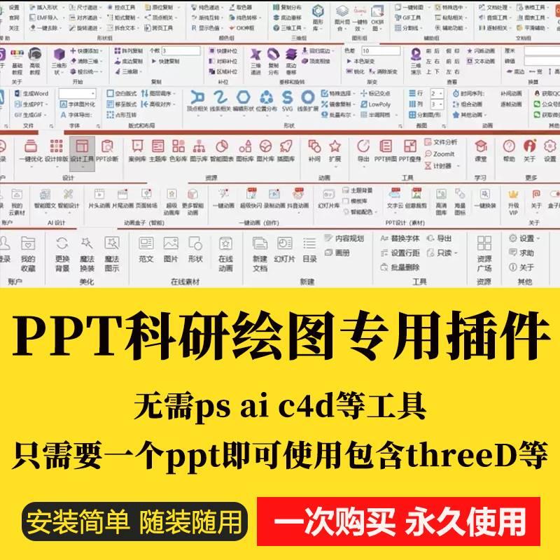 8款PPT科研绘图专用插件无需ps ai c4d等工具包含threeD等