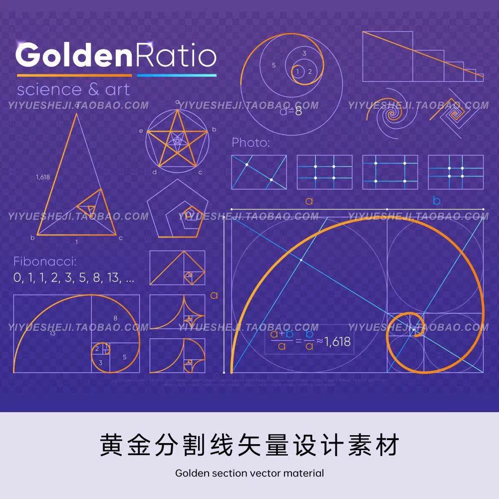 黄金分割线纹理eps矢量海报广告平面设计素材