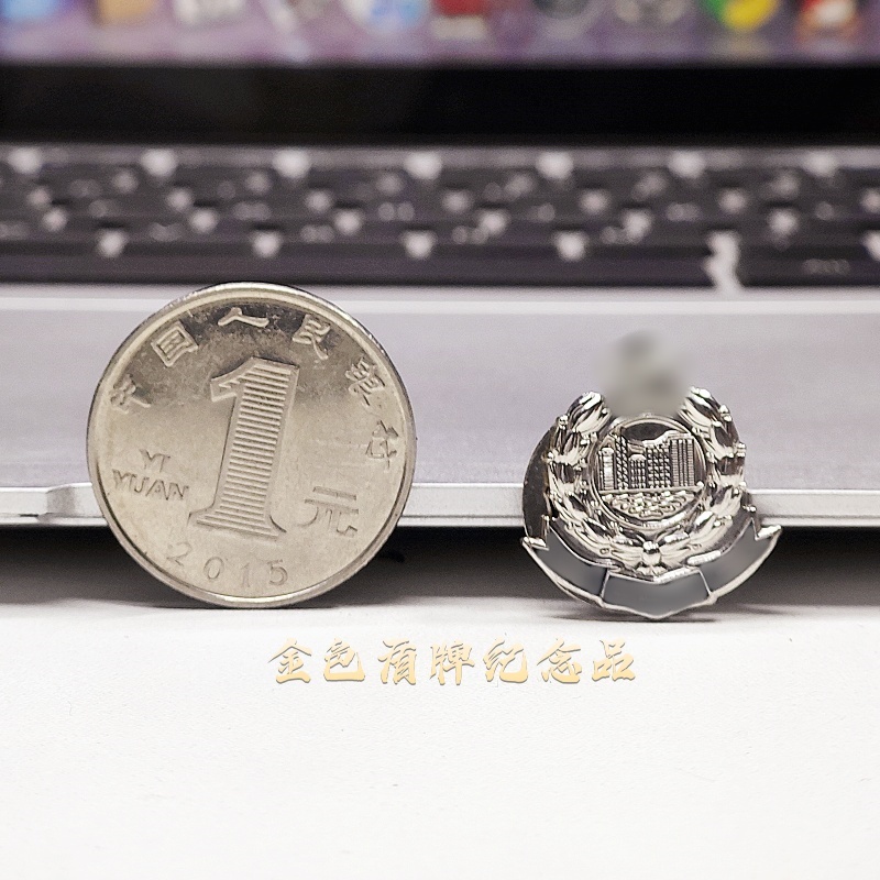 香港旅游署纪念礼品HKP金属徽章胸针紫金花饰品银色磁铁贴胸针