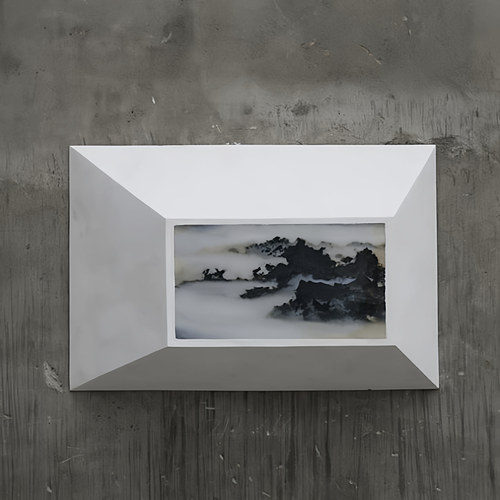 现代简约新3D立体画框山水画白色镜框装饰画大客厅卧室挂画工艺画