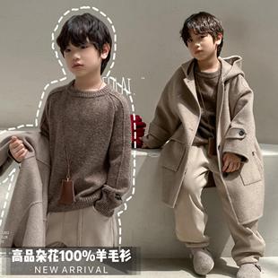 啦芙莱童装2024冬季新款男女儿童100%羊毛衫潮宝套头羊绒毛衣9528