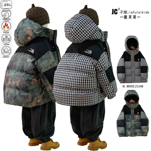 啦芙莱羽绒服2025冬季 男儿童90白鸭绒外套保暖拼色面包服3722 新款