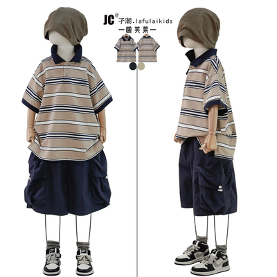 啦芙莱短袖条纹POLO衫珠地棉上衣