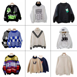 断码清仓特价啦芙莱童装冬季男女儿童加厚卫衣一体绒套头衫毛衣潮