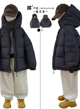啦芙莱羽绒服2025冬季新款儿童90白鸭绒外套男女宝字母面包服6087