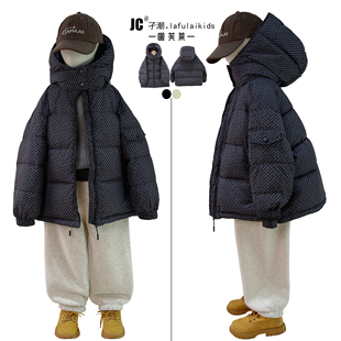 啦芙莱羽绒服2025冬季新款儿童90白鸭绒外套男女宝字母面包服6087
