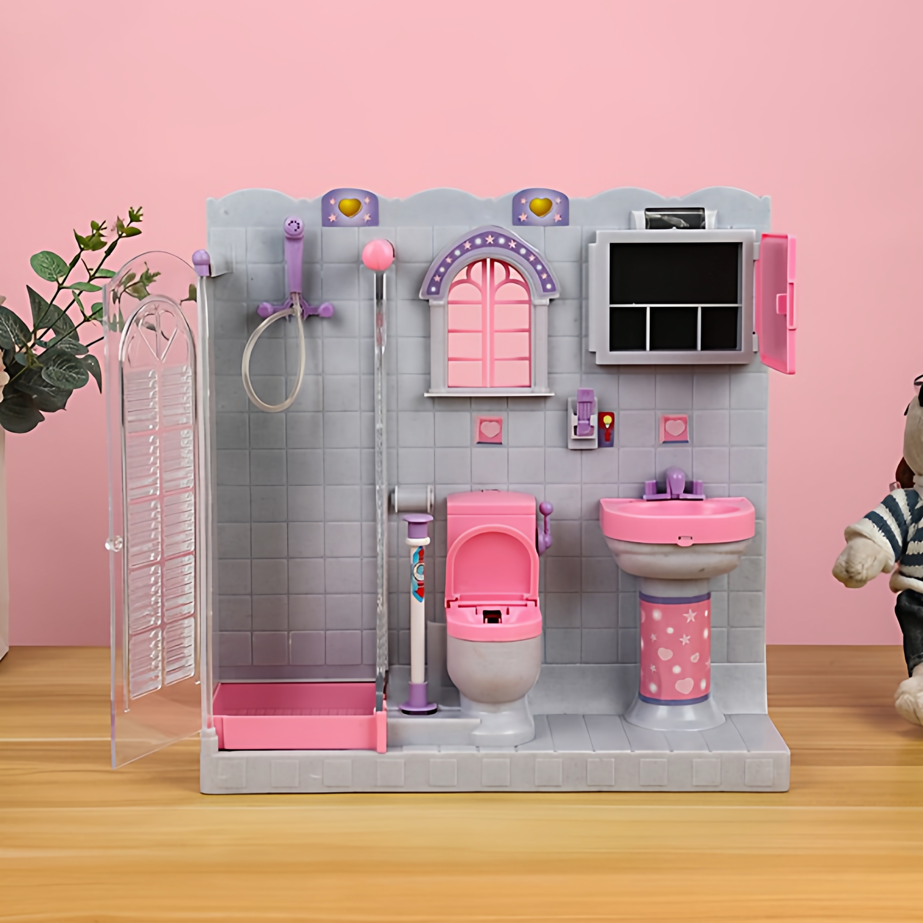 30厘米娃娃淋浴房女孩过家家玩具娃娃洗澡仿真家具