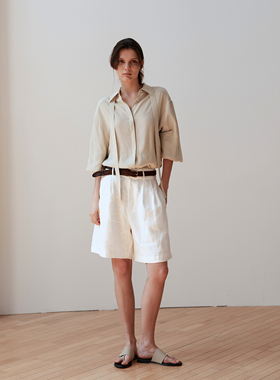 SETTE SEVEN飘带休闲宽松衬衫女2025夏季新款高级感气质通勤上衣