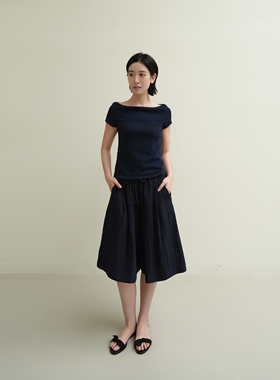 SETTE SEVEN复古度假风松紧腰休闲裤女2025夏季通勤简约显瘦中裤