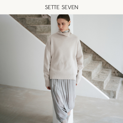 SETTE SEVEN松紧腰褶皱花苞半身裙女冬季新款肌理感中长款灯笼裙