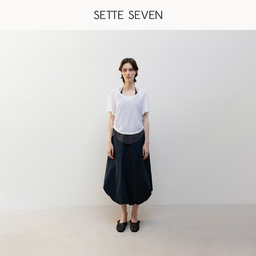 SETTE SEVEN·云朵侧边系带A字半身裙
