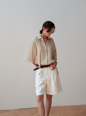 SETTE SEVEN·少年感100%亚麻竹节肌理中裤