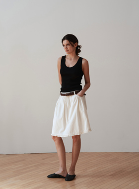 SETTE SEVEN立体花边口袋短裙女2025年夏季新款高腰纯色a字半身裙