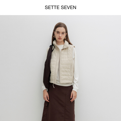 SETTE SEVEN·立领绗缝棉马甲女秋冬新款叠穿小众设计感无袖外套