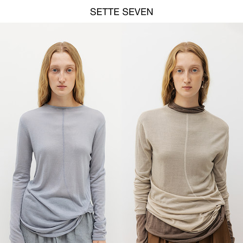 SETTESEVEN圆领薄款长袖打底衫