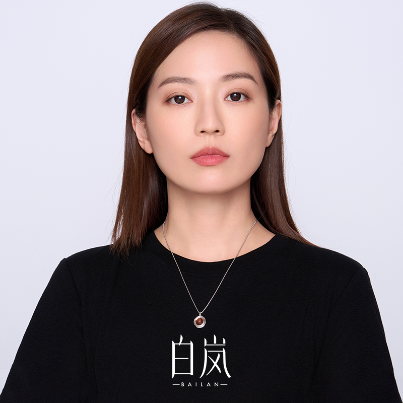 白岚观澜项链黄花梨木毛衣链女士饰品首饰精致复古气质轻奢XL5503