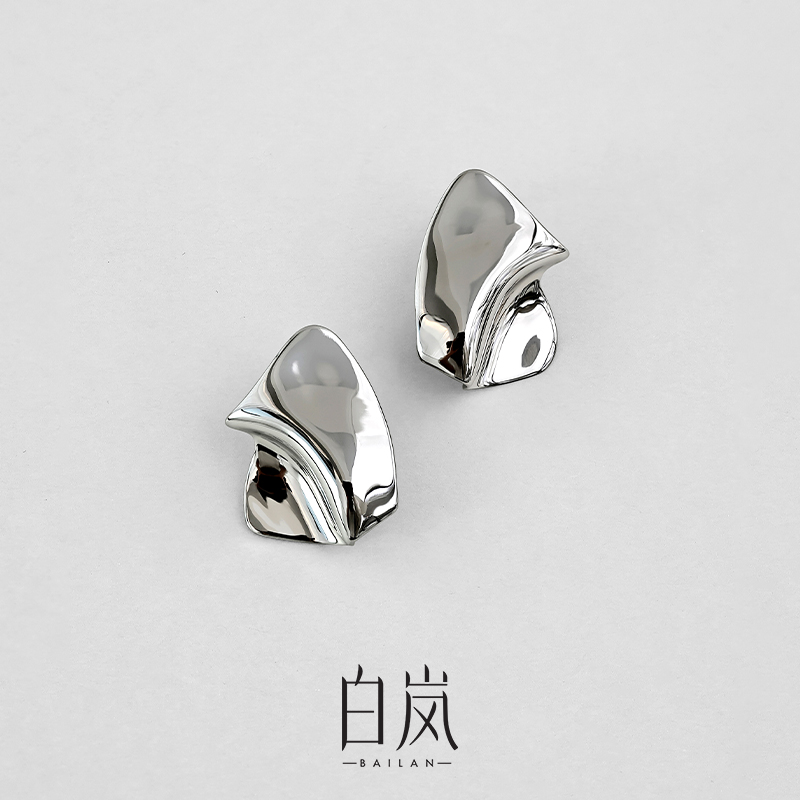 白岚925纯银耳钉小众设计感耳饰