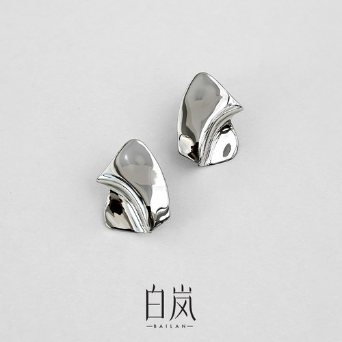 白岚925纯银耳钉小众设计感耳饰
