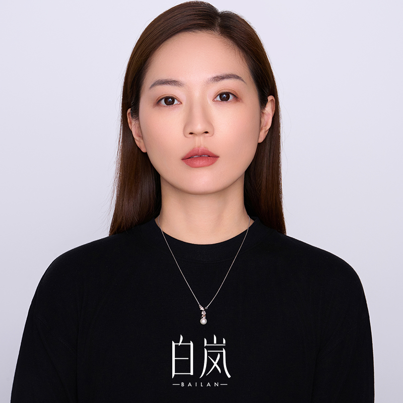 白岚银瓦珍珠项链925银锁骨链毛衣链女新款气质饰品配饰XL5334