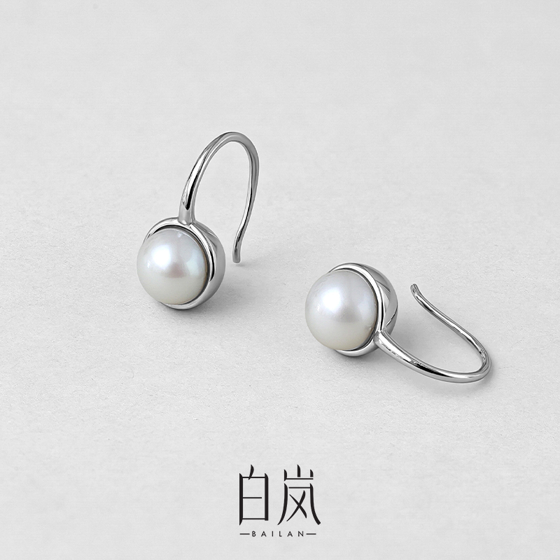 白岚半嵌珍珠耳钉女轻奢小众耳饰
