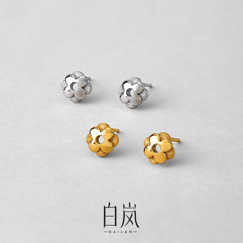白岚宝相花耳钉925银耳环耳饰小巧精致小众养耳洞饰品女ED4788