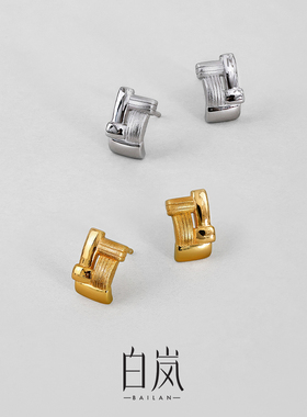 白岚竹编耳钉925银耳环耳饰精致小巧饰品高级感轻奢首饰女ED4648