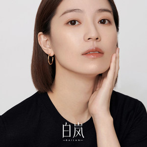 白岚素圈耳环925银耳圈白岚