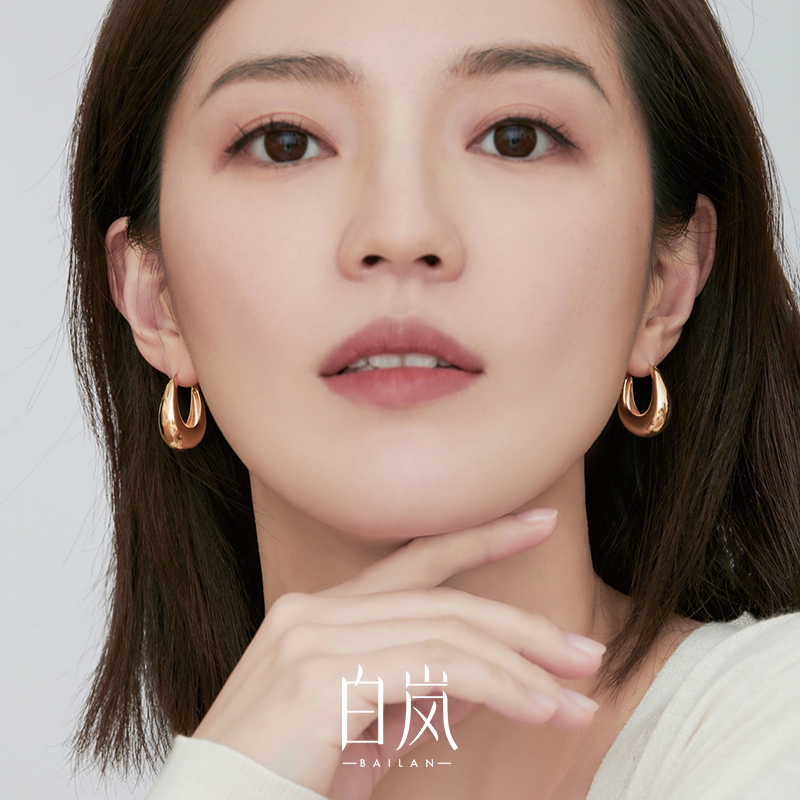 白岚月亮耳环女925银耳钉
