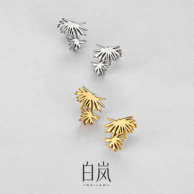 白岚松叶耳钉925银耳饰耳环女饰品轻奢精致气质高级感配饰ED4539