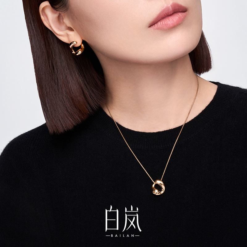 【衣橱】白岚结爱水滴和合耳钉项链女S925银小众