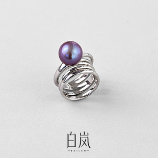 白岚爱迪生珍珠戒指女925银轻奢小众设计气质时尚百搭QL1107