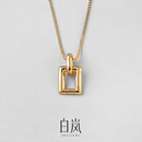 白岚小方扣项链女925银爆款 锁骨链毛衣链925银轻奢小众设计XL1873