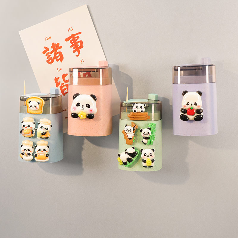 牙签筒收纳磁力冰箱贴可爱卡通