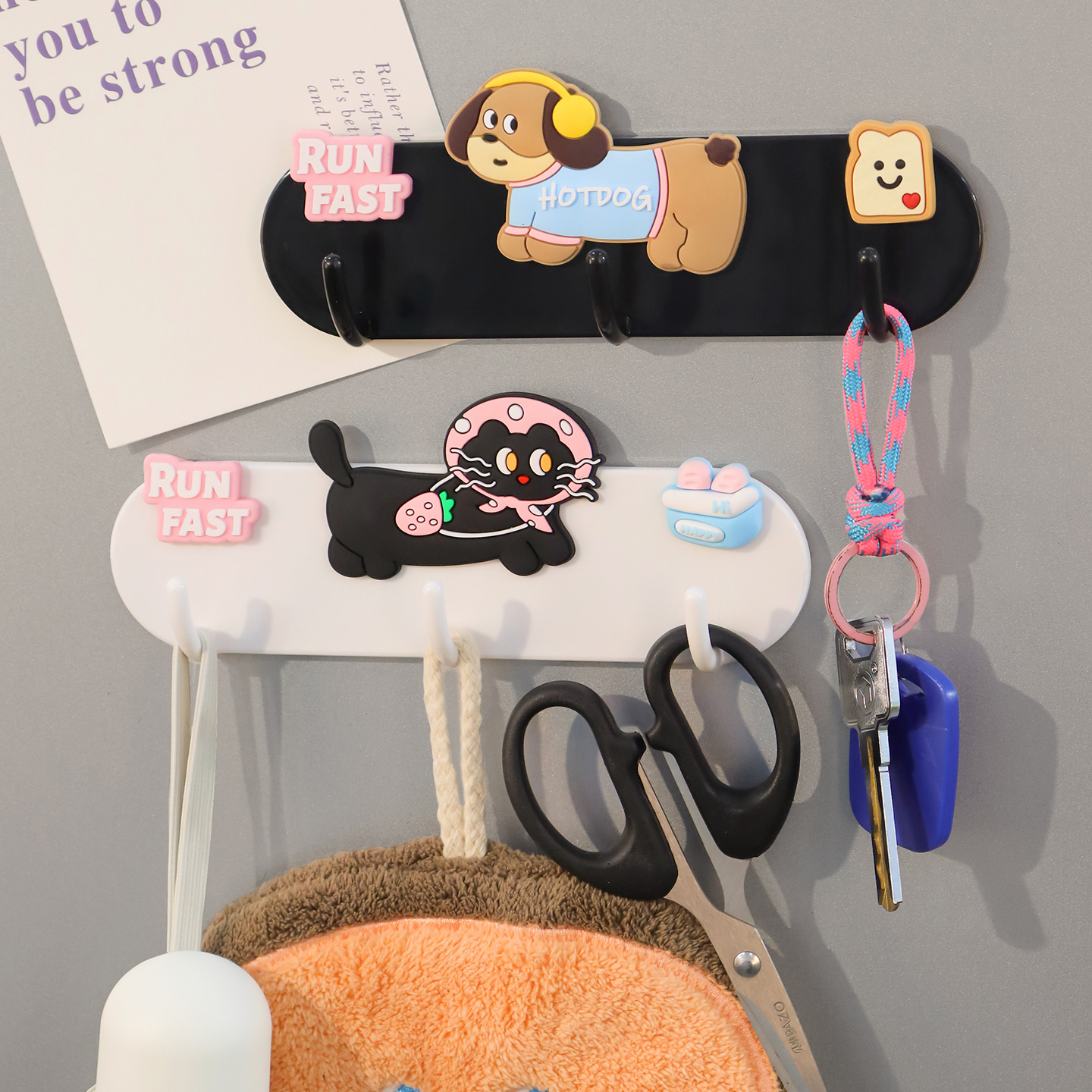 卡通可爱小狗挂钩磁力冰箱贴收纳