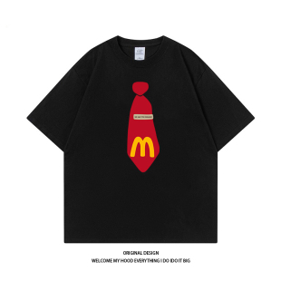 宽松休闲百搭情侣款 趣味麦门领带印花短袖 T恤 STUDIO潮牌美式 CHRY