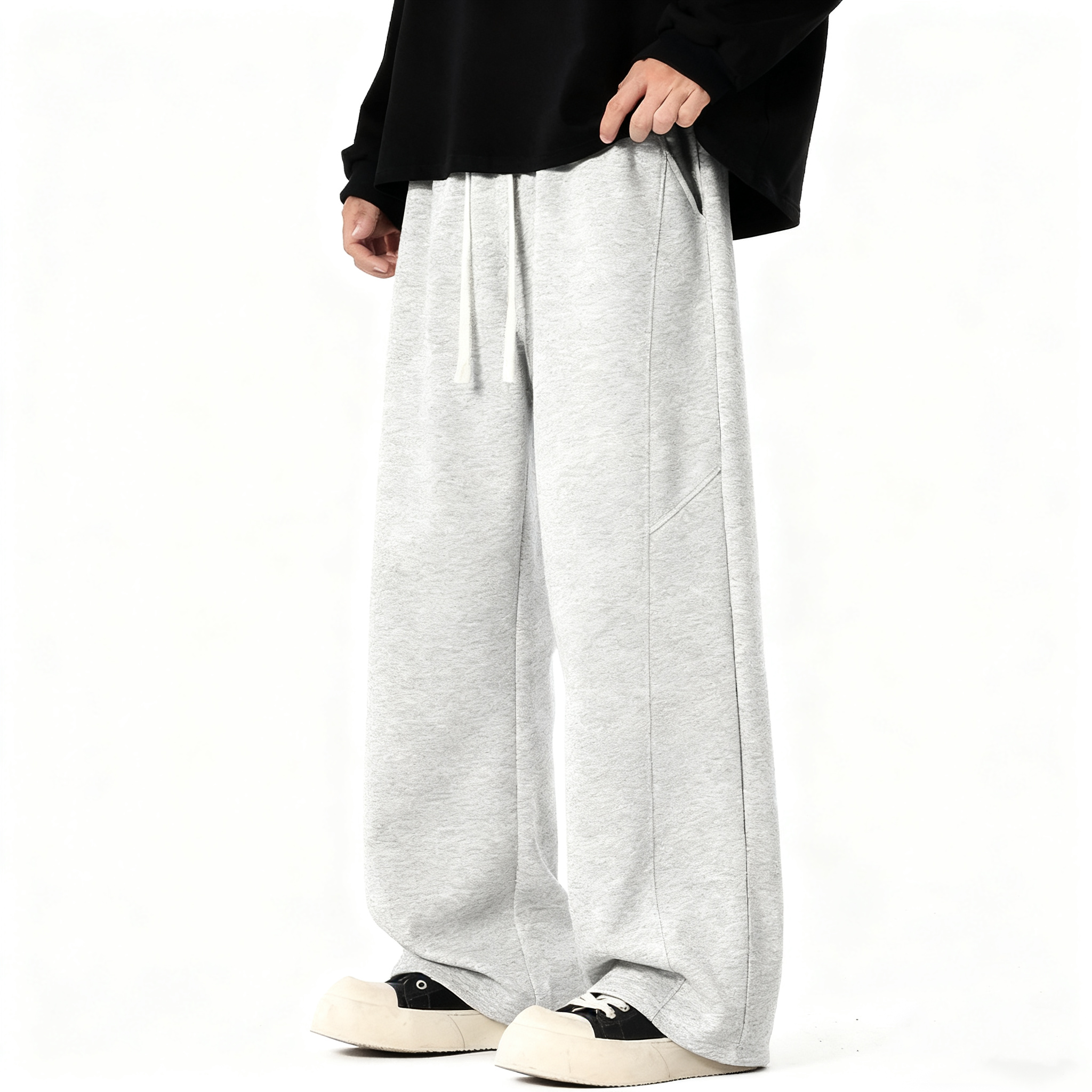 CHRY STUDIO美式复古重磅弯刀直筒卫裤潮牌宽松休闲阔腿运动长裤