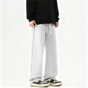 宽松百搭潮牌运动裤 CHRY 抽绳卫裤 针织纯色宽松直筒裤 STUDIO美式
