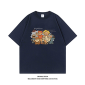 STUDIO美式 复古小众卡通印花短袖 夏季 CHRY 宽松百搭休闲情侣同款