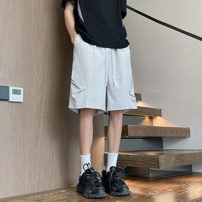 CHRY STUDIO潮牌美式大口袋工装速干短裤男款夏季冰丝宽松休闲裤