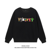 CHRY STUDIO港风ins趣味卡通小人印花圆领卫衣宽松百搭休闲情侣款