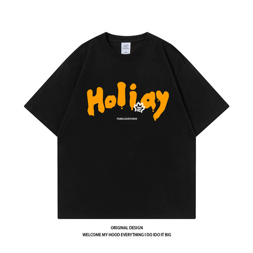 CHRY STUDIO潮牌手绘设计感创意字母短袖T恤男女同款2024夏季百搭