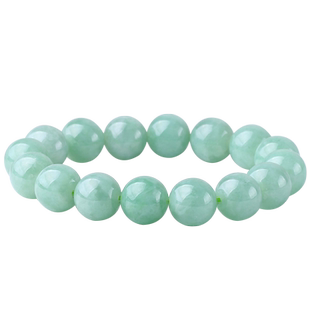 福美妮正品缅甸天然翡翠手链男女款 手串珠子冰糯种阳绿玉石A货