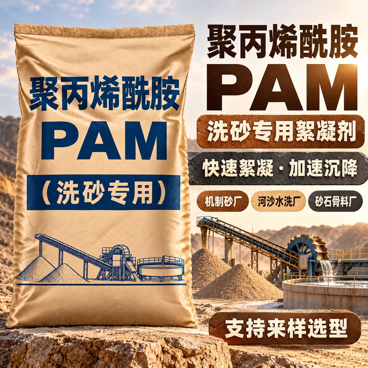 机制砂石粉泥浆絮凝剂洗砂厂阴离子聚丙烯酰胺PAM快速压滤沉淀剂