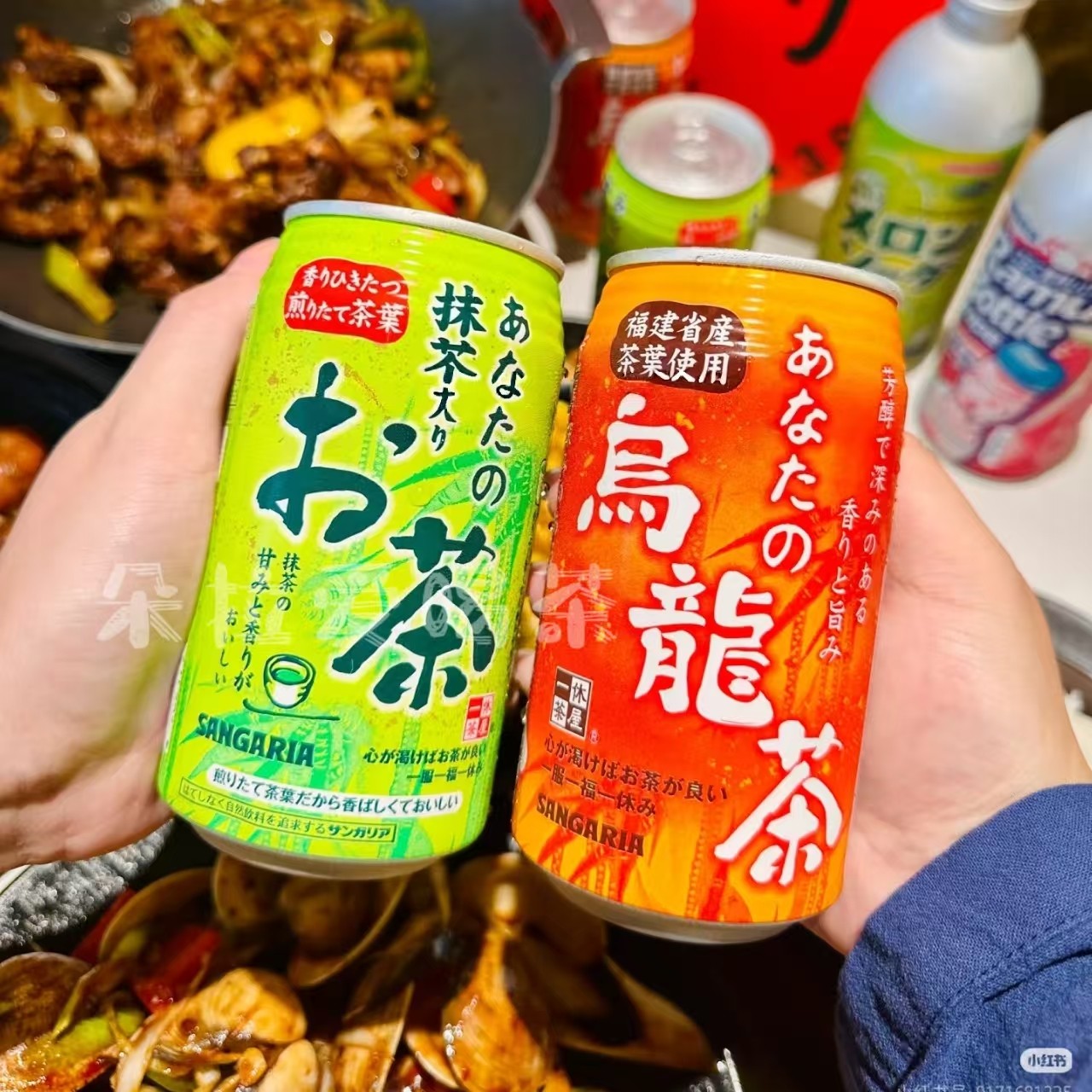 日本进口三佳利Sangaria饮料一休茶屋乌龙茶抹茶味绿茶 - 实物图