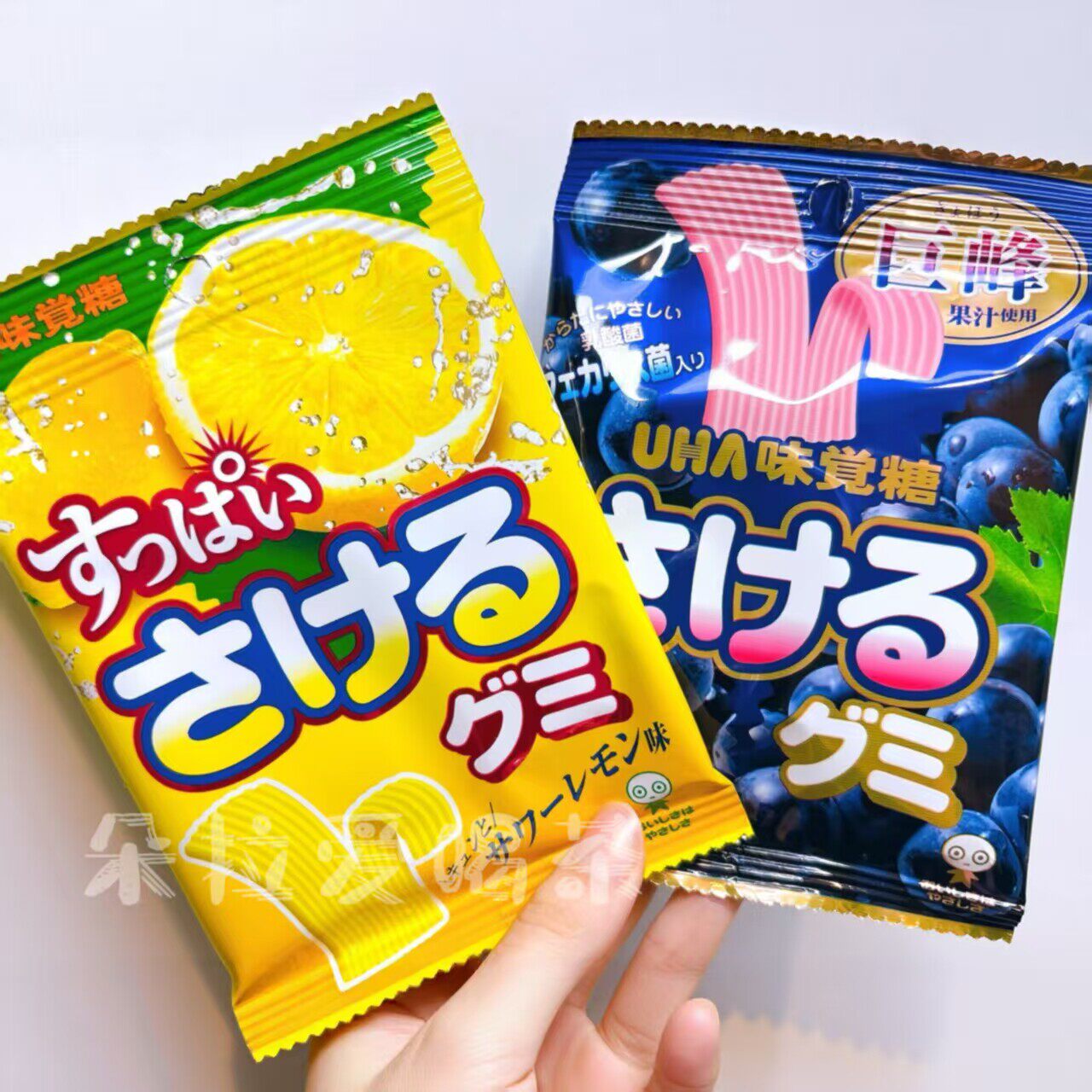 日本进口 UHA悠哈味觉糖葡萄 柠檬味手撕糖 可爱长条水果汁软糖