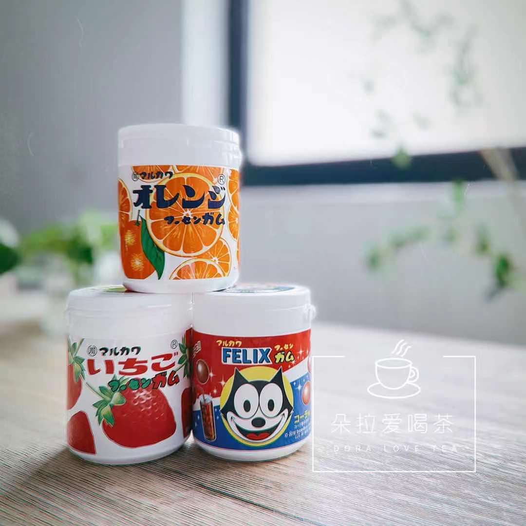 日本进口丸川罐装口香糖泡泡糖橘子草莓味可乐味圆粒胶姆糖130g