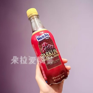 日本进口朝日Asahi饮料韦尔奇Welch's碳酸红葡萄味450ml
