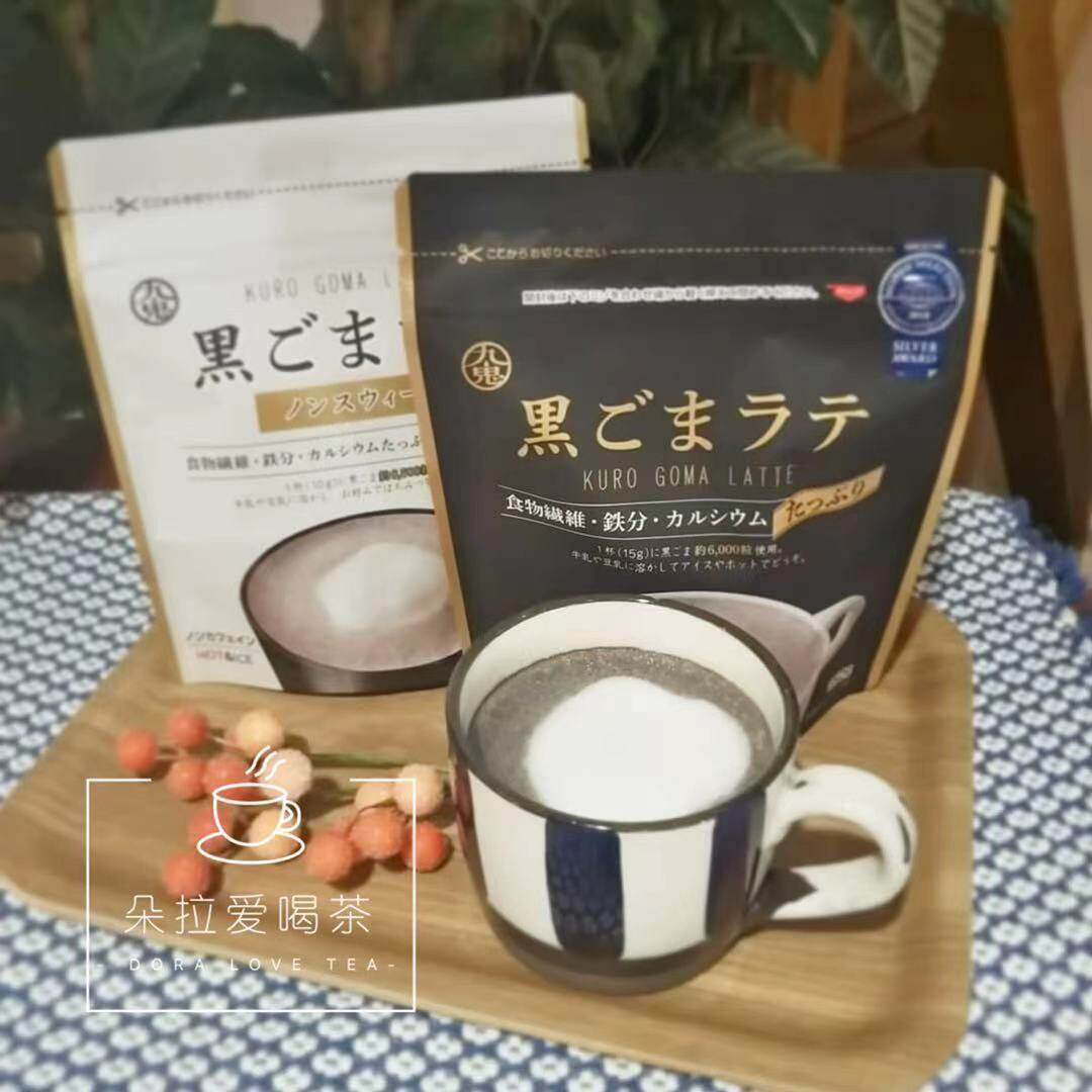伊能静推荐日本九鬼黑芝麻拿铁无咖啡因黑芝麻粉速溶补铁补钙100g