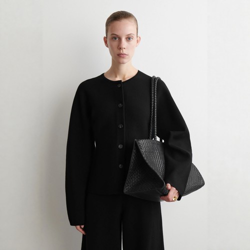 CS女装 标准版型羊毛开衫黑色2025秋季新品1294201001